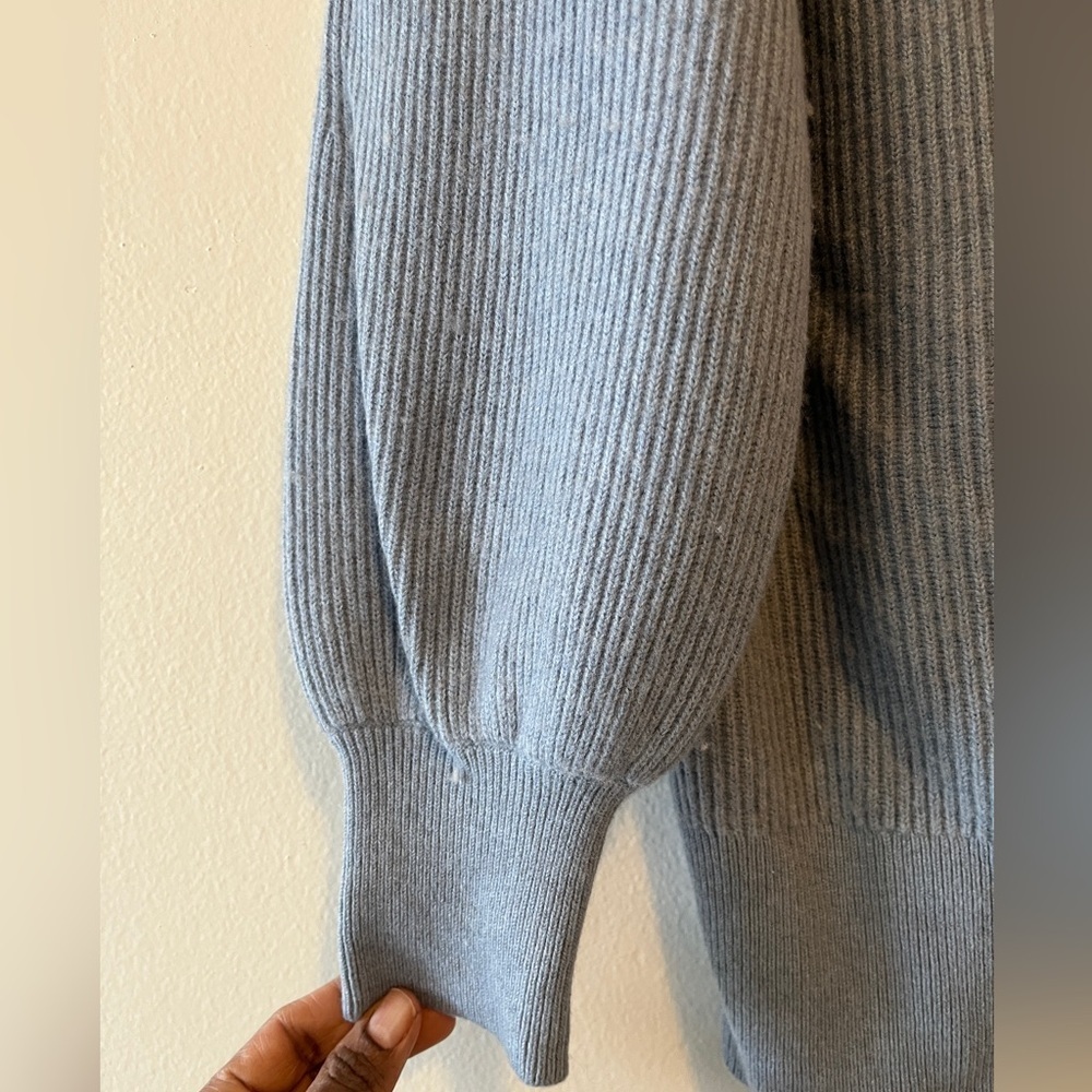 ARITZIA BABATON BESPOKE WOOL & LINEN BLEND CARDIGAN SIZE MEDIUM LIGHT BLUE - Picture 4 of 10